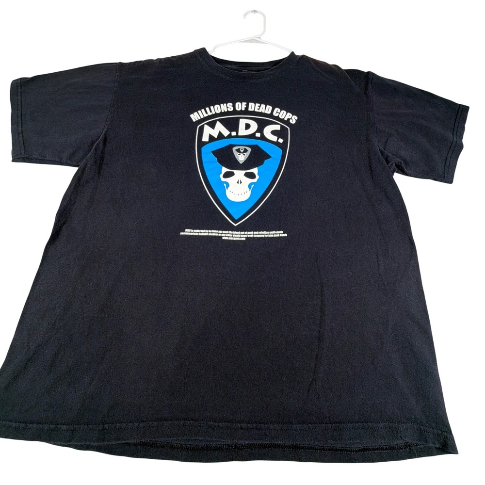 Vintage MDC Millions of Dead Cops Punk T-Shirt Black Mens XL Political Bush